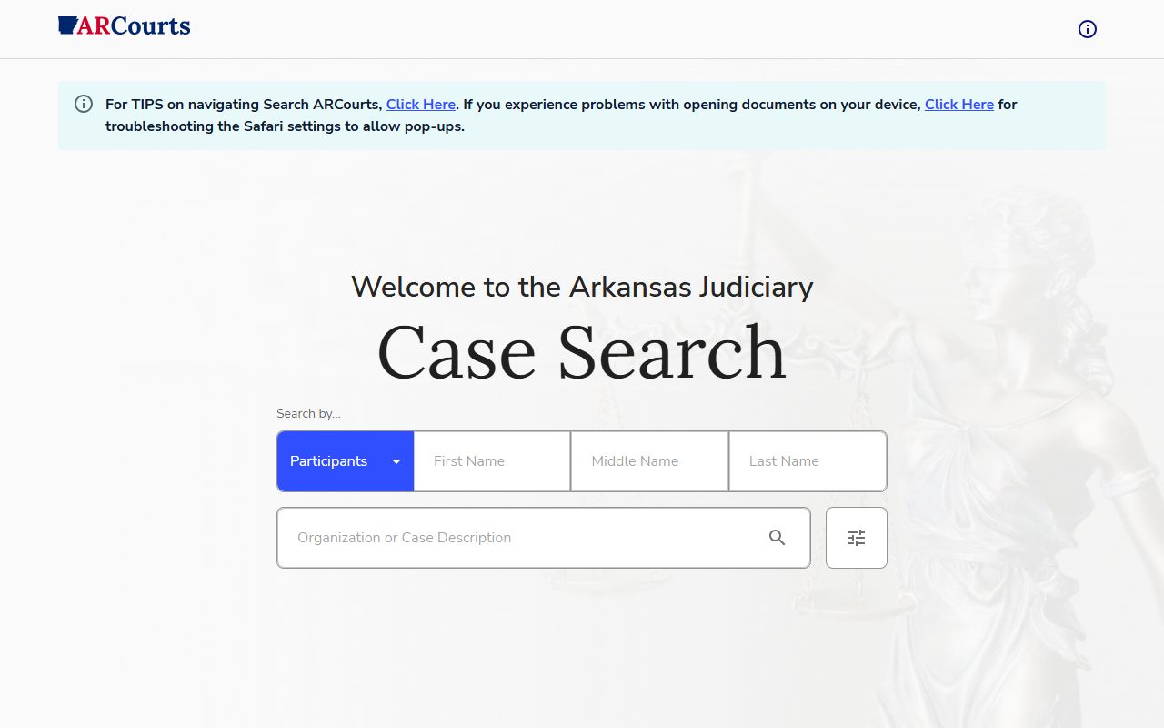 Franklin County court records after arrest Search ARCourts case search interface